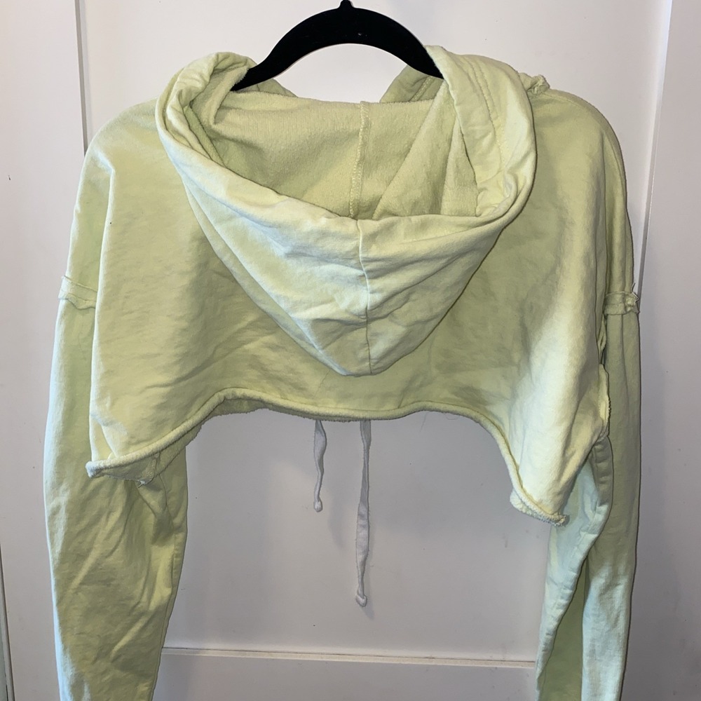 Urban Outfitters Out From Under Light Bright Green Cropped Hoodie Medium - Picture 9 of 9
